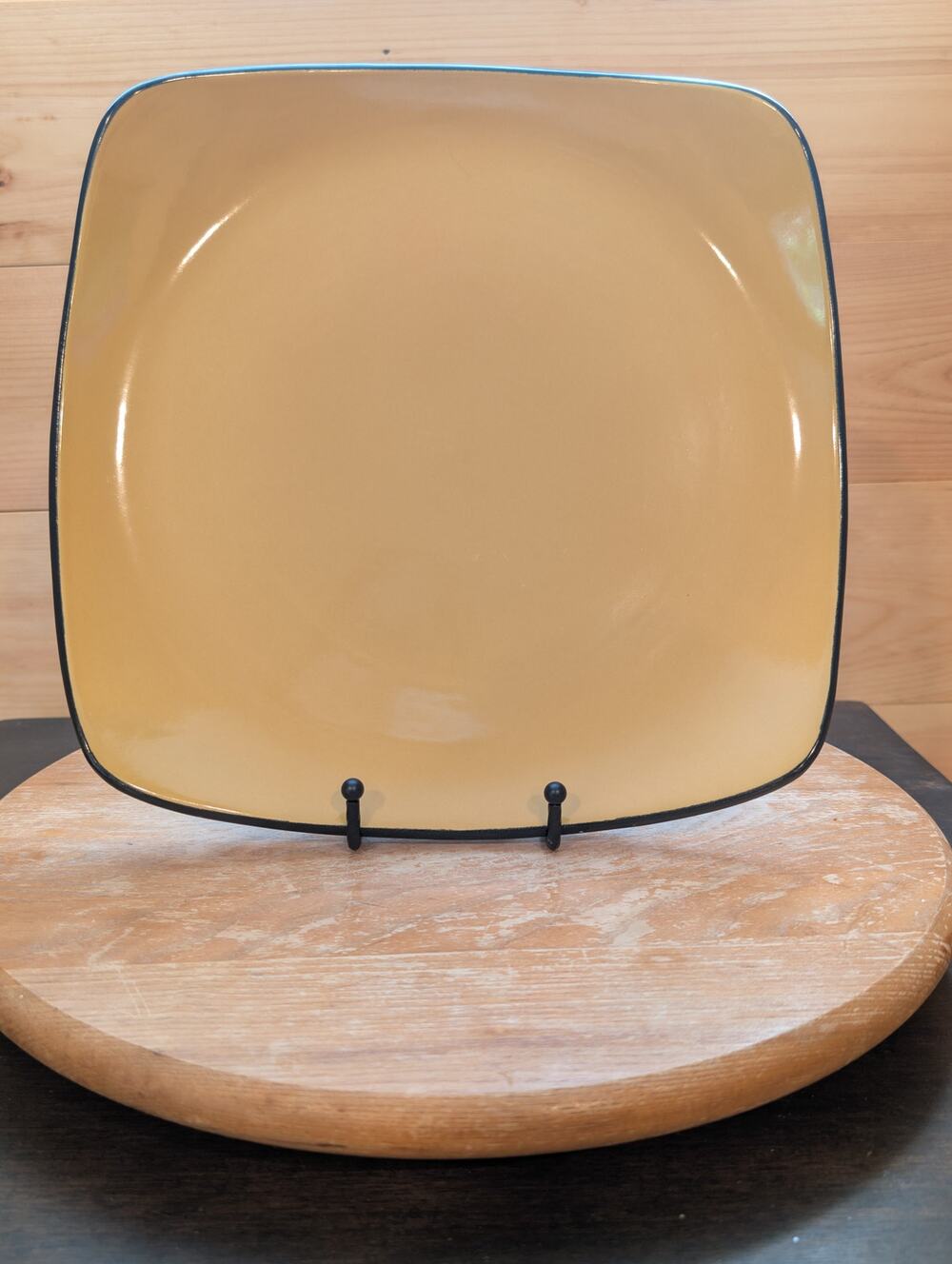 Vintage Corelle Hearthstone "Turmeric Yellow" Square Dinner Plate - 11.5"